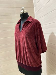 Maroon Velvet Top