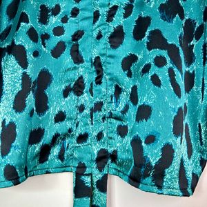 Teal Leopard Print Blouse