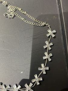 Silver Crystal Flower Necklace