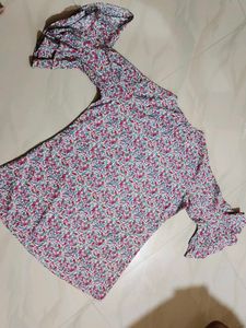 Floral Print Flutter Sleeve Dress