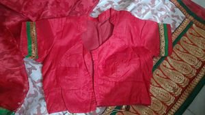 Elegant Red &amp; White Georgette Benarasi Saree
