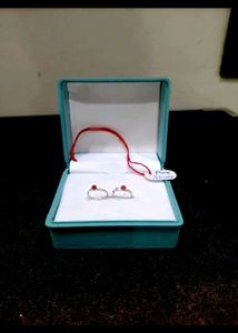 Diamond And Plan Bali Earrings Pure Silver (Pairs)