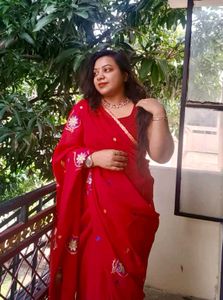 Red Embroidered Saree