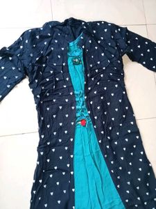 Blue Heart Print Dress with Jacket