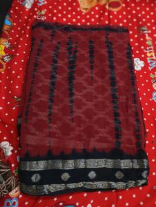 Maroon Colour heavy Chiffon Saree