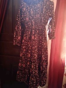 combo Floral Print Midi Dress