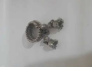 Silver Jhumka Bangle Set