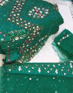 Emerald Green Embellished Fabric Set