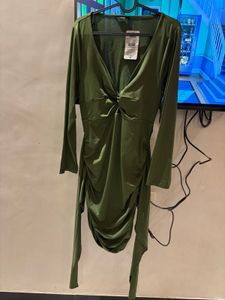 Xl Green Twist Front Dress
