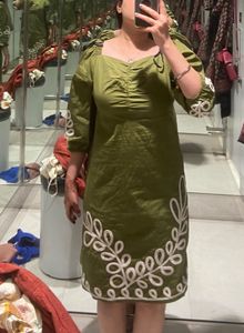 Green Embroidered Dress
