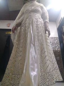 Elegant Off-White Embroidered Anarkali