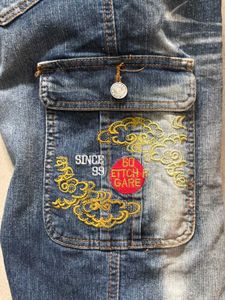 Embroidered Cargo Jeans