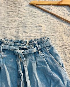 Paperbag Denim Shorts