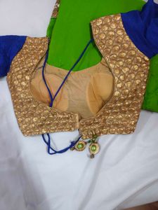 Heavy Georgette Popat Green Saree