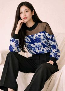 Floral Print Mesh Top