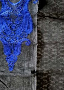 Elegant Blue Embroidered Dress Material