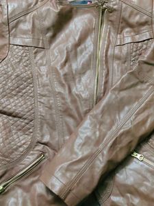 Brown Faux Leather Moto Jacket