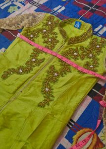Chic Lime Green Ethnic  masthani with net skirt