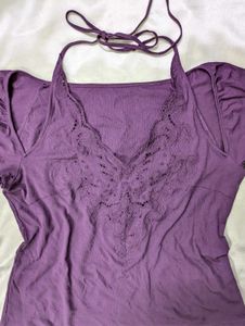 Butterfly Cutout Purple Tie Up Top 💜