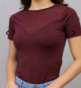 Shein sheer York detailed short sleeved bodysuit