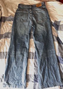 Blue Wide Leg Denim Jeans