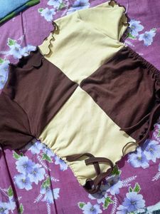 New Quadcolour Crop Top With Drawstring