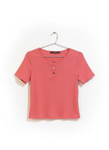Coral Button-Up Top