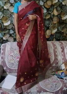 Maroon Embroidered Saree