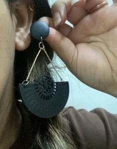 black wooden ear rings