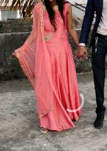 New Peach Party Wear Gown