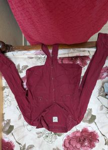 Maroon Tie-Waist Top