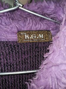 Purple Fuzzy Trim Knit Sweater