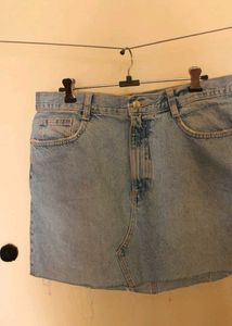 Zara Light Wash Denim Mini Skirt