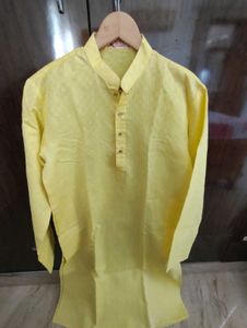 Full Sleeve Kurta For Men, Yellow