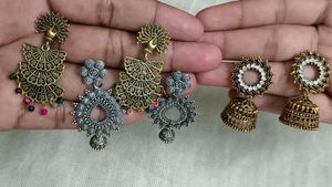 Silver-Tone Jhumka Earrings