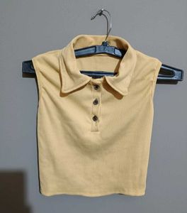 Trendy Sleeveless Yellow Top