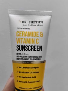 DR.SHETHS CERAMIDE AND VITAMIN C SUNSCREEN.