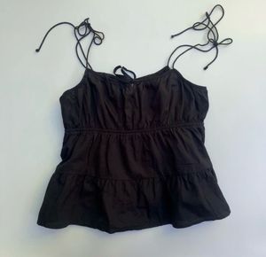 Cute Black Tie-Strap Top