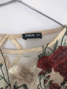 SHEIN Floral Embroidered Sheer Top