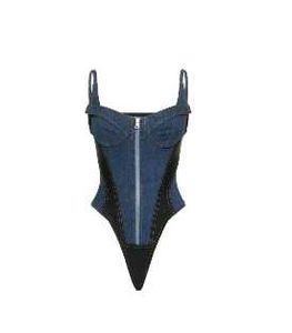 DENIM ZIPPER BODYSUIT