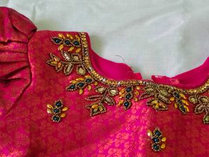 Pink Embroidered Sari Blouse