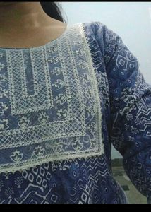 Blue White Cotton Xl Frock Legi Treditional Women