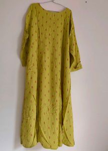 Yellowish Green Embroidered Tassel Dress