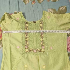 Lime Green Embroidered Kurta Set