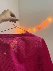 Short Pink Kurta With Embroidered Detailing