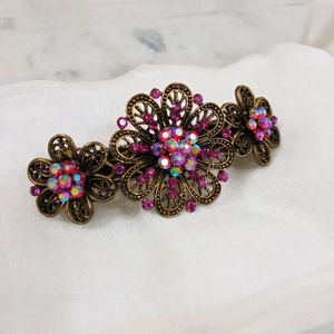 Mother&#39;s Day Gift - Stone Studded Brass Hair Clip