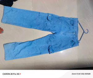 Light Blue Cargo Jeans Cash Allow