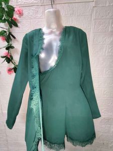 Size Extra S/S Green Lace Wrap Jumpsuit 🎁🎉 Offer