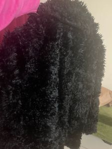 Stylish Black Faux Fur Coat