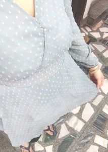 Grey Swiss Dot Tunic Top